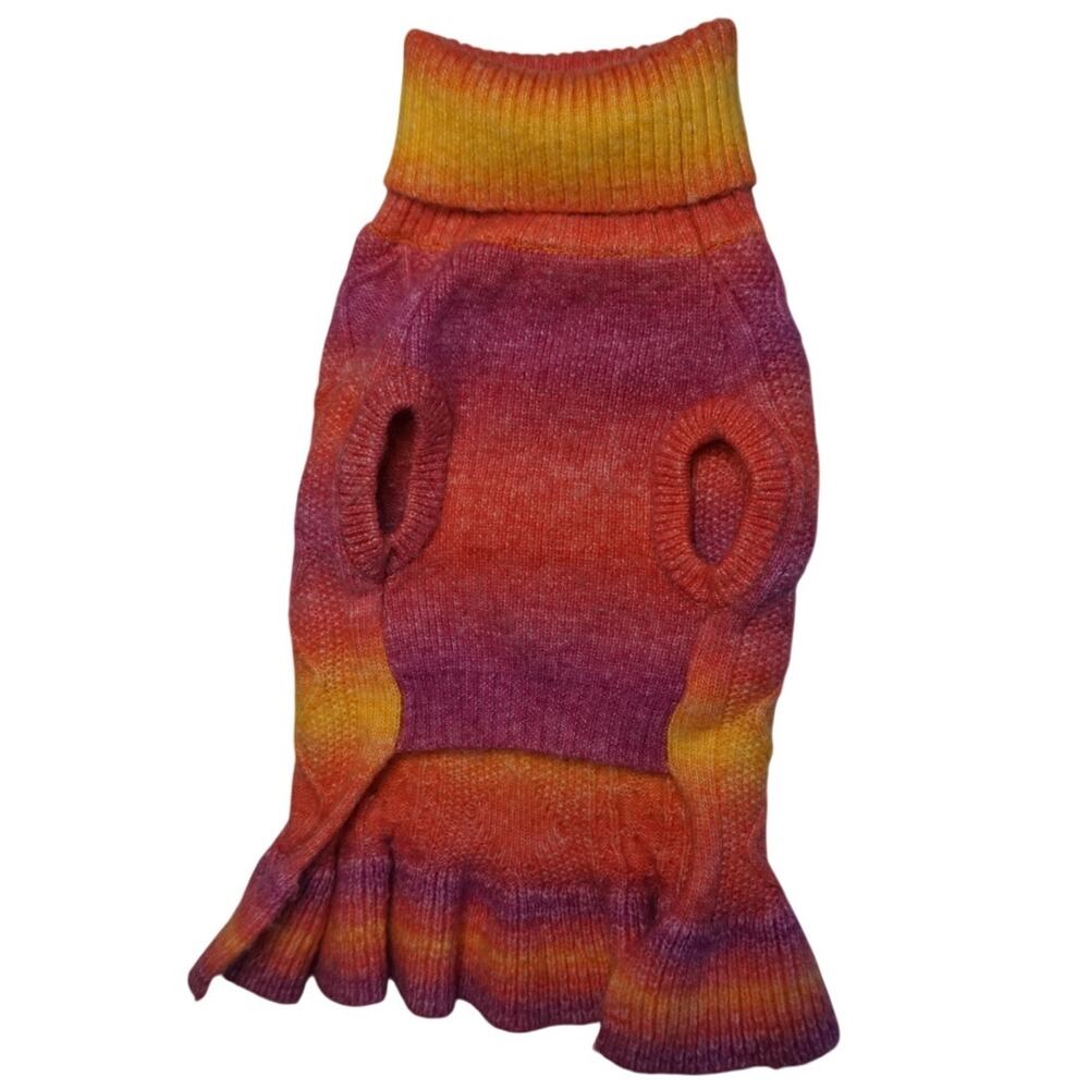 Cozy Knitted Ombre Pet Sweater with Stylish Ruffle Hem